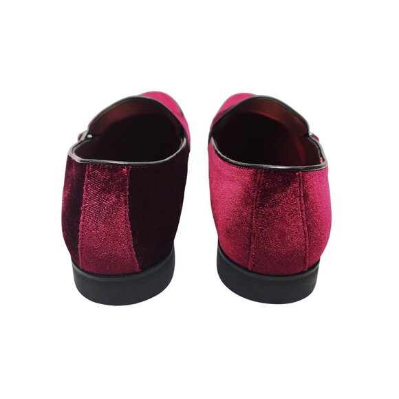 Cosidram Mens Red Velvet Double Monk Strap Loafers dress Shoes Size 8 - Picture 10 of 12